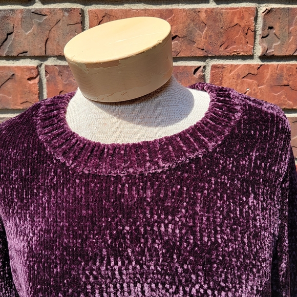 Orvis Sweater Chenille Knit Polyester Crew Neck Pullover Plum Womens Sma… - Picture 5 of 11